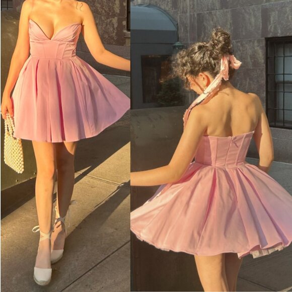 House of CB Mar Cotton Candy Pink Strapless Pirouette Mini Dress Size M NWT - Picture 13 of 14